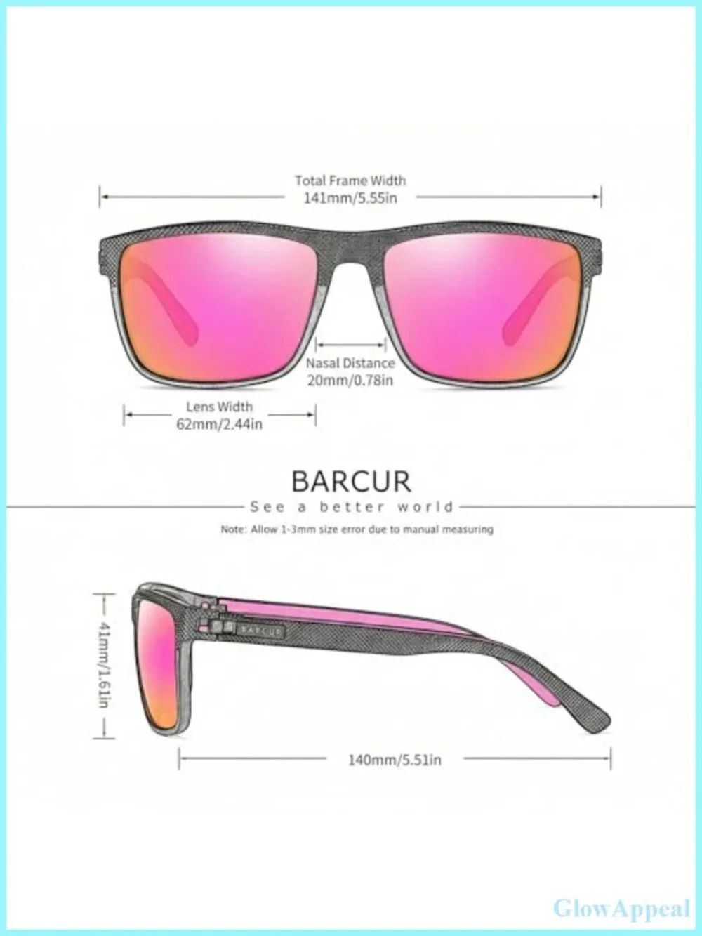 Polarized UV400 Square Sunglasses TR90 Frame Anti-Glare Driving Outdoor